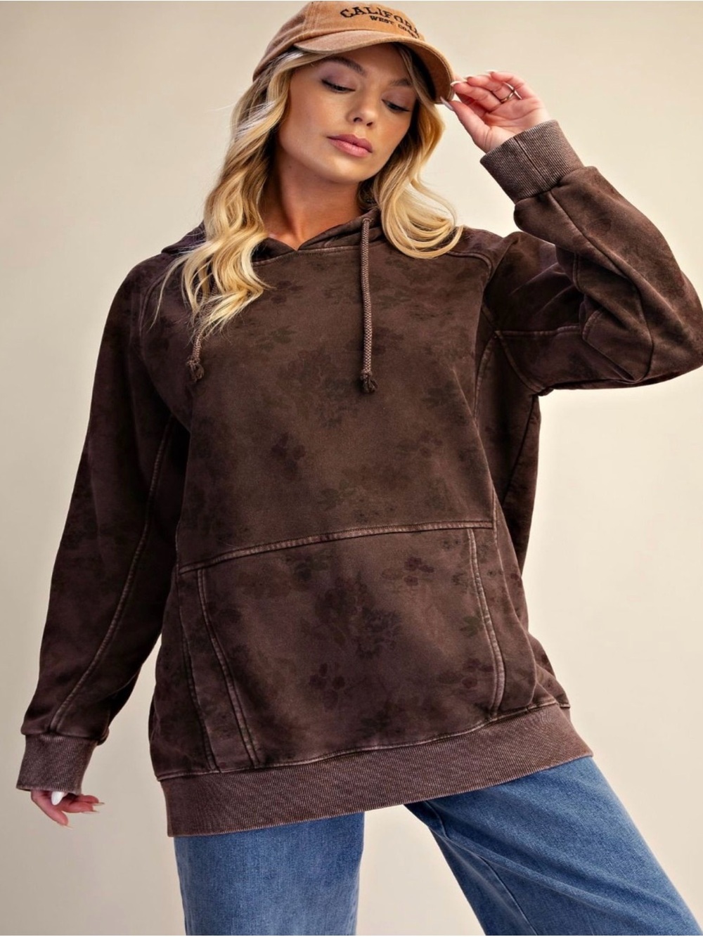 Easel Chocolate Brown Pullover Hoodie NWT